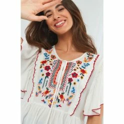 Joe Browns White Beautifully Embroidered Boho Top -Joe Browns shop unnamed file 1065