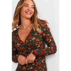 Joe Browns Green Radiant Reindeer Wrap Top -Joe Browns shop unnamed file 1072