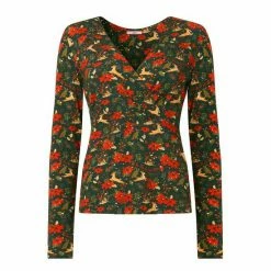 Joe Browns Green Radiant Reindeer Wrap Top -Joe Browns shop unnamed file 1073