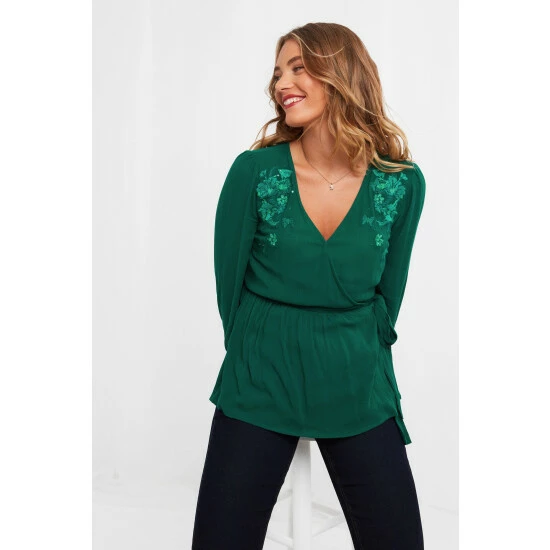 unnamed-file-1080.jpg Joe Browns Green Exceptional Embroidered Wrap Blouse -Joe Browns shop unnamed file 1080