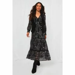 Joe Browns Black Abstract Winter Florals V-Neck Dress