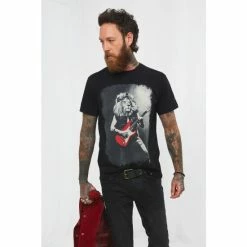 Joe Browns Black Lion Rocking Guitar Graphic Print T Shirt