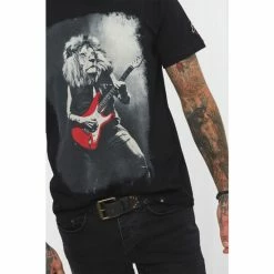 Joe Browns Black Lion Rocking Guitar Graphic Print T Shirt -Joe Browns shop unnamed file 1186