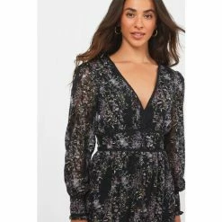 Joe Browns Black Abstract Winter Florals V-Neck Dress -Joe Browns shop unnamed file 120