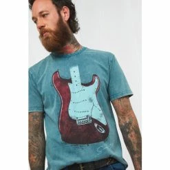 Joe Browns Blue Sketched Guitar Print Acid Wash Graphic T-Shirt -Joe Browns shop unnamed file 1210