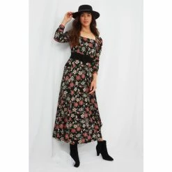 Joe Browns Black Sophisticated Square Neck Floral Dress