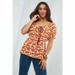 Joe Browns Orange Wild Horses Boho Top