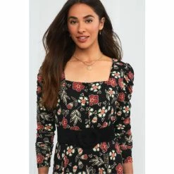 Joe Browns Black Sophisticated Square Neck Floral Dress -Joe Browns shop unnamed file 126
