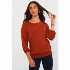 Joe Browns Orange Round Neck Shirred Top