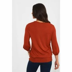 Joe Browns Orange Round Neck Shirred Top -Joe Browns shop unnamed file 1267