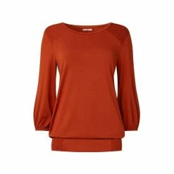 Joe Browns Orange Round Neck Shirred Top -Joe Browns shop unnamed file 1269