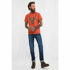Joe Browns Orange Geometric Stag Graphic Print T-Shirt -Joe Browns shop unnamed file 1278
