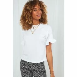 Joe Browns White Frill Sleeve Basic Tee