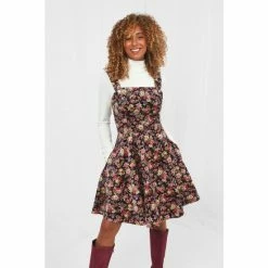 Joe Browns Black Mixed Florals Pinafore Dress