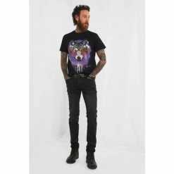 Joe Browns Black Graffiti Dripping Wolf Animal Graphic Print T Shirt -Joe Browns shop unnamed file 1365