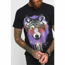Joe Browns Black Graffiti Dripping Wolf Animal Graphic Print T Shirt -Joe Browns shop unnamed file 1367