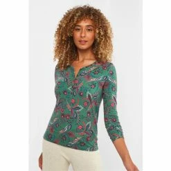 Joe Browns Green Button Up Floral Print Top