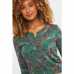 Joe Browns Green Button Up Floral Print Top -Joe Browns shop unnamed file 1377
