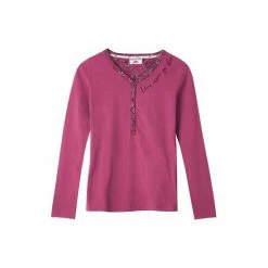 Joe Browns Red Comfy Long Sleeve Button Down Top -Joe Browns shop unnamed file 1391