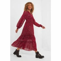 Joe Browns Red V Neck Subtle Paisley Dress