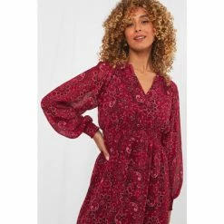 Joe Browns Red V Neck Subtle Paisley Dress -Joe Browns shop unnamed file 144