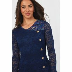 Joe Browns Blue Asymmetric Wrap Button Up Lace Detail Tunic -Joe Browns shop unnamed file 1445