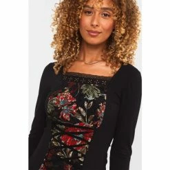 Joe Browns Black Romantic Roses Corset Fastening Style Tunic -Joe Browns shop unnamed file 1449