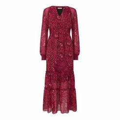 Joe Browns Red V Neck Subtle Paisley Dress -Joe Browns shop unnamed file 145