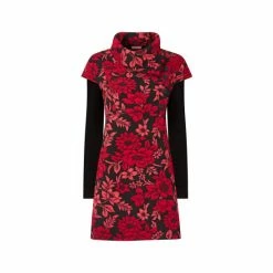 Joe Browns Red Wrap Neck Roses Jacquard Tunic -Joe Browns shop unnamed file 1466