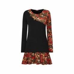Joe Browns Black Asymmetric Ditsy Floral Leaves Print Tunic -Joe Browns shop unnamed file 1524