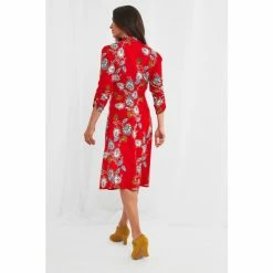 Joe Browns Red Vintage V Neck Abstract Floral Dress -Joe Browns shop unnamed file 159