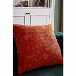 Joe Browns Orange Jacquard Floral Cushion