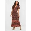 Joe Browns Red Floral Boho Border Print Dress