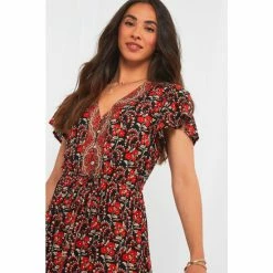 Joe Browns Red Floral Boho Border Print Dress -Joe Browns shop unnamed file 180
