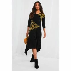 Joe Browns Black Standout Asymmetric Floral Patchwork Dress