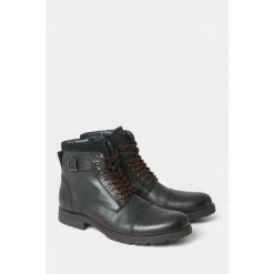 Joe Browns Black Buckle Fastening Leather Lace Up Boots
