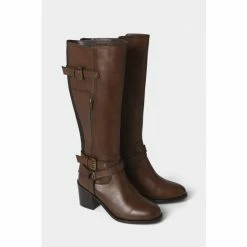 Joe Browns Brown Premium Leather Buckled Zip Boots