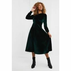 Joe Browns Green Etta Velour Dress