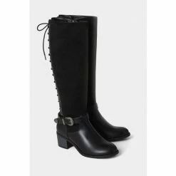 Joe Browns Black Suede And Leather Mix Back Lace Up Boots