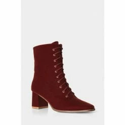 Joe Browns Red Velvet Lace Up Boots -Joe Browns shop unnamed file 2049