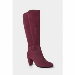Joe Browns Red Standout Buckled Suede High Boots -Joe Browns shop unnamed file 2120