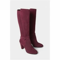 Joe Browns Red Standout Buckled Suede High Boots -Joe Browns shop unnamed file 2122