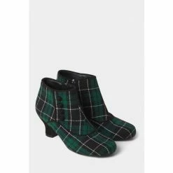 Joe Browns Green Check Tartan Zip Up Bootees Boots