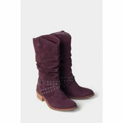 Joe Browns Purple Buckle And Studded Suede Slouch Boots