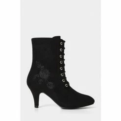 Joe Browns Black Floral Embroidered Heeled Lace Up Boots -Joe Browns shop unnamed file 2166