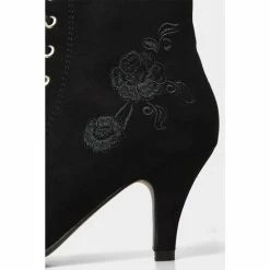 Joe Browns Black Floral Embroidered Heeled Lace Up Boots -Joe Browns shop unnamed file 2168