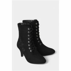 Joe Browns Black Floral Embroidered Heeled Lace Up Boots -Joe Browns shop unnamed file 2169
