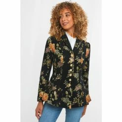 Joe Browns Black Standout Button Up Floral Detail Jacket