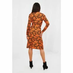 Joe Browns Orange Autumnal Funky Floral Long Sleeve Dress -Joe Browns shop unnamed file 230