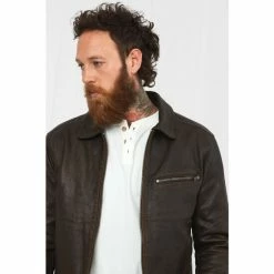 Joe Browns Brown Classic Old School Leather Jacket -Joe Browns shop unnamed file 2321